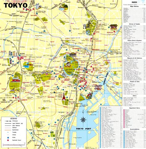 Tokyo attractions map - Tokyo tourist attractions map (Kantō - Japan)