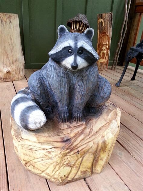 Raccoon Wood Sculpture By Sleepyhollowartists On Etsy