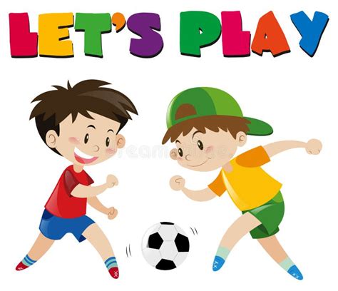Two Boys Playing Football Stock Vector Illustration Of Multiple 55269118