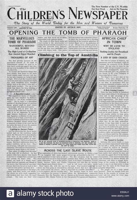 In the morning when we open our doors the hawker throws a newspaper in our home. 1923 The Children's Newspaper front page reporting the ...