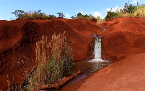 Download Wallpaper 1280x800 Waterfall River Sand Bushes Sky Widescreen 1610 Hd Background