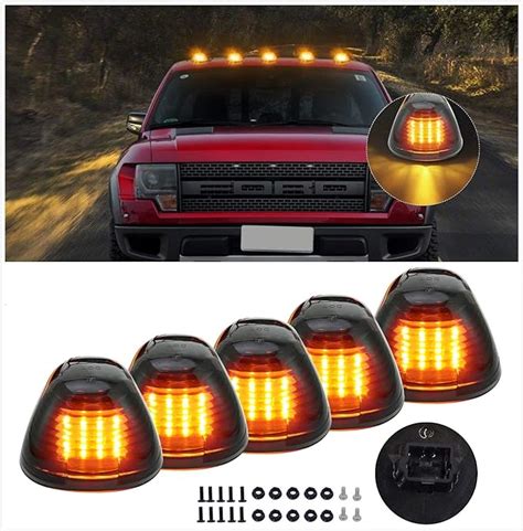 Cab Marker Lights Smoke Lens Amber 16 Led Roof Running Lights Top