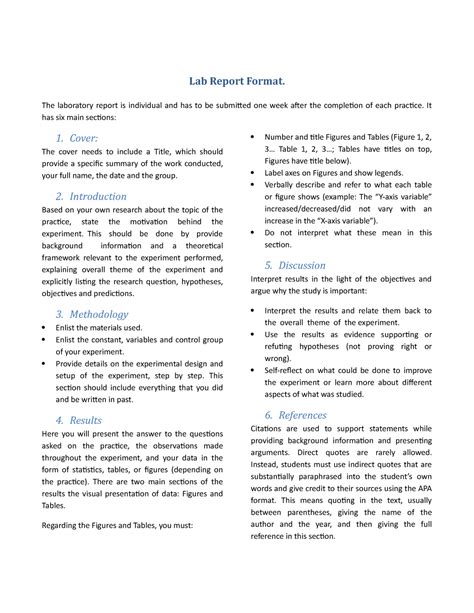 Lab Report Original Lab Report Format The Laboratory Report Is
