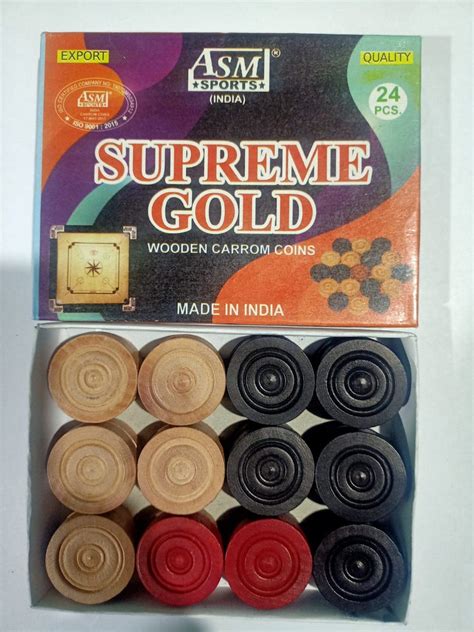 Buy Asm Wooden Supreme Gold Carrom Coin 24 Coins Online At Low