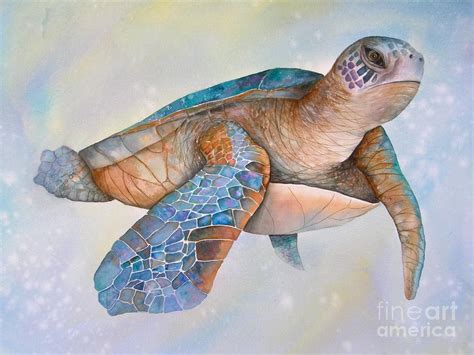 Sea Turtle Twilight Swim Painting By Midge Pippel