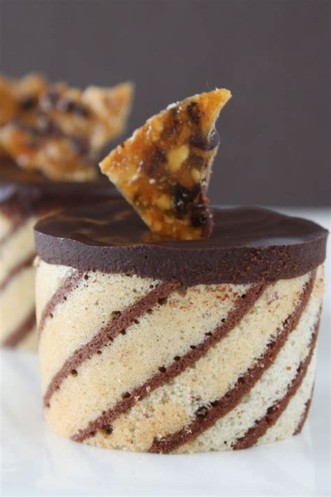 Chocolate mousse & brownies are great alone, but put them together in a mini chocolate mousse cake and the result is romance on a plate! Mini Chocolate Hazelnut Mousse Entremet | DessArts
