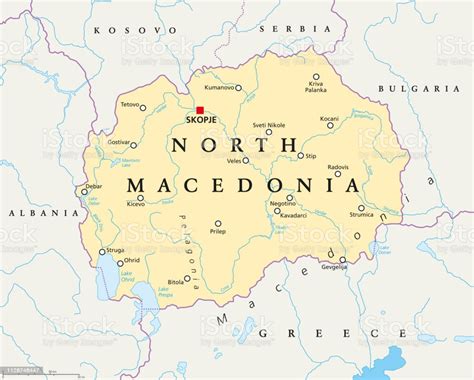 Es ist nicht zu verwechseln mit dem historischen makedonien, der flächenmäßig größten region im norden griechenlands. Politische Karte Von Nordmazedonien Stock Vektor Art und ...