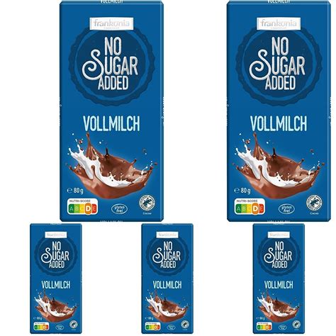 Frankonia CHOCOLAT NO SUGAR ADDED Vollmilch Schokolade Glutenfrei 80 G