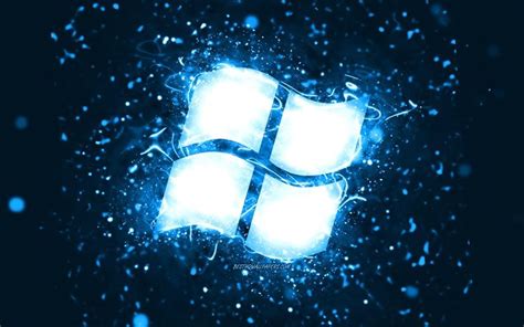 Download Wallpapers Microsoft Dark Blue Logo 4k Dark Blue Neon Lights