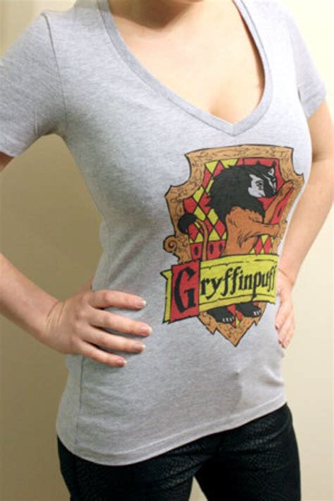 Gryffinpuff Cross House Crest V Neck T Shirt