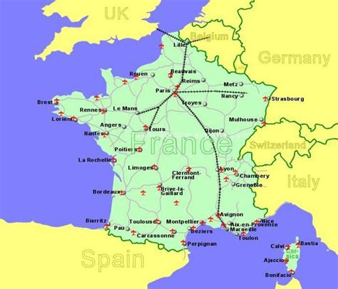 Al Sur De Francia Aeropuertos Mapa Aeropuertos En El Sur De Francia