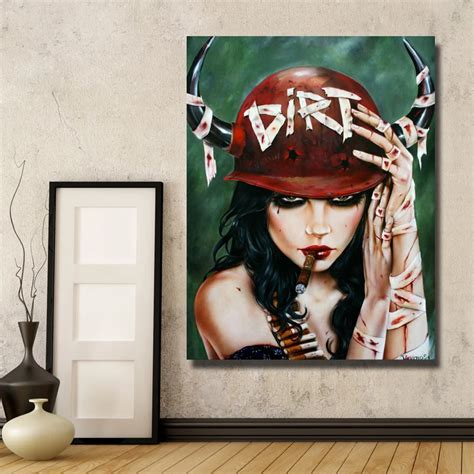 Reproduction Dirtyland Smoking Red Lip Sexy Girl Large Canvas Art Wall