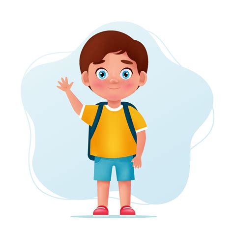 Personaje De Niño De Escuela Niño Bonito Ilustración Vectorial De