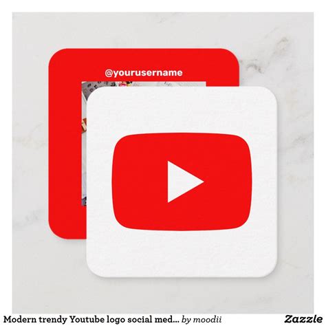 Modern Trendy Youtube Logo Social Media Photo Calling Card