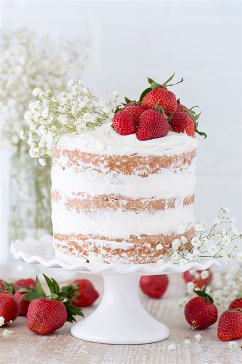 Strawberries And Cream Naked Cake