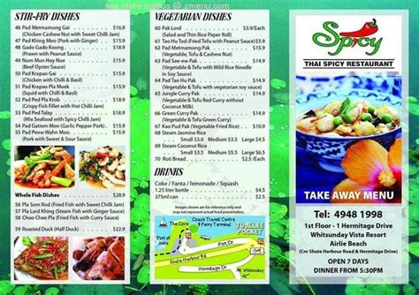 Shelby charter township, mi 48317 (map & directions) phone: Online Menu of Spicy Thai Restaurant, Airlie Beach ...