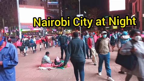 Nairobi City Cbd At Night Vibrant Lights And Big Screens Raw Street