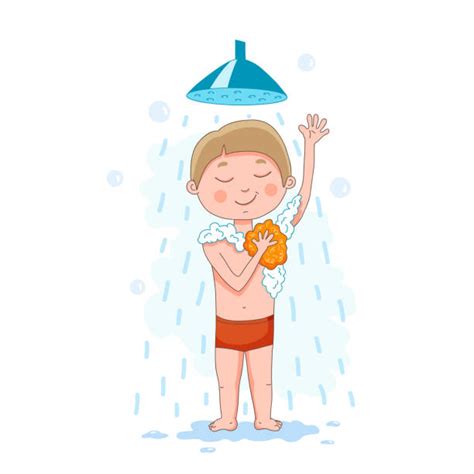 Little Cute Baby Taking A Bath Illustrations Royalty Free Vector