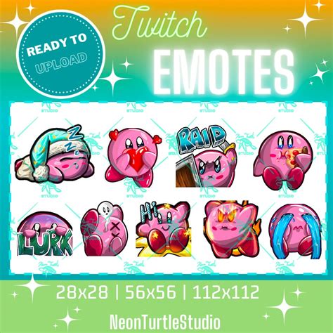 Twitch Emotes Kirby Emotes 9 Pack Instant Download Etsy