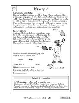 its a gas 3rd grade 4th grade science worksheet