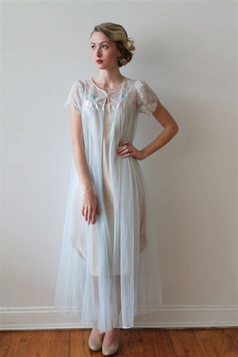 vintage 1960s sheer dressing robe — miranda s vintage bridal blue sheers vintage gowns