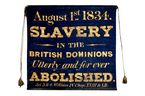 Rare Silk Banner Proclaiming The Abolition Of Slavery In The British