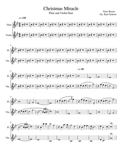 Christmas Miracle Duet Sheet Music For Flute Violin Download Free In