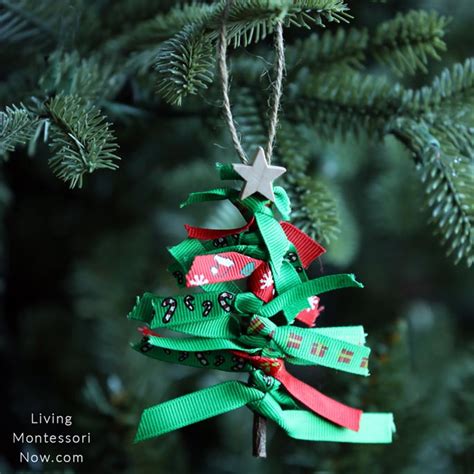 Scrap Ribbon Christmas Tree Ornament And Practical Life Activity