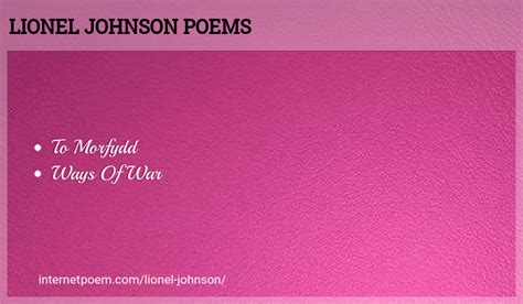 Complete player biography and stats. Lionel Johnson Poems
