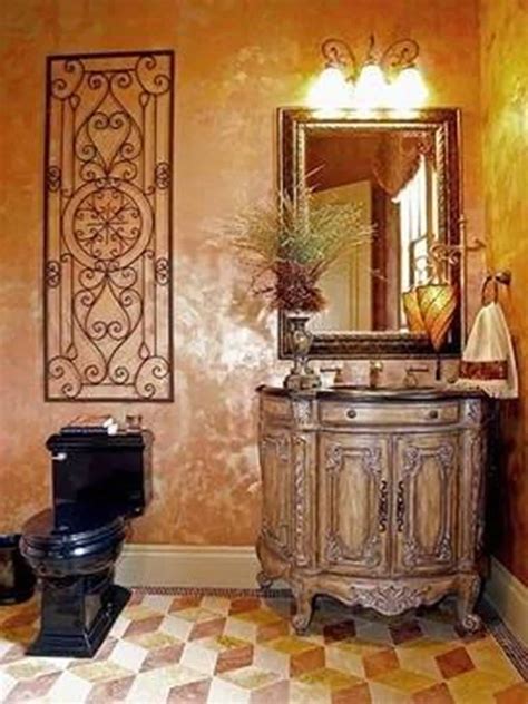 Tuscan decor decorating ideas for the tuscan bedroom and bath savvy homeowners know that bedroom and bath design doesn't end with sink and faucet selection. Tuscan Bathroom Design With Black Toilet And Wrought Iron ...