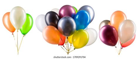 Set Multicolored Helium Balloons Clipping Path Stock Photo 1709291704