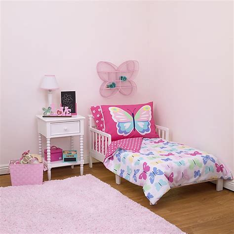 They'll be thrilled to transition to a toddler bed when they see the fun designs and patterns of new toddler bedding you've selected. carter's® 4-Piece Butterflies Toddler Bedding Set | Bed ...