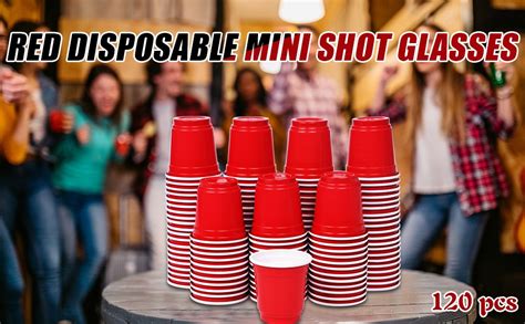 Zcaukya Mini Disposable Shot Cups 2oz 120 Count Red