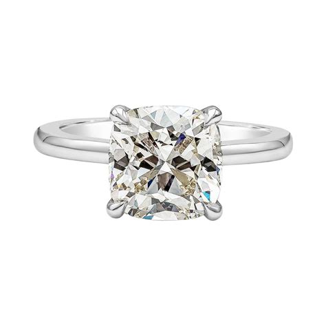 4 Carat Cushion Cut Diamond Solitaire Engagement Ring Platinum Setting