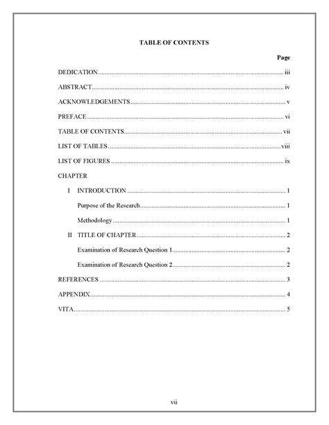 Apa Format Table Of Contents Appendices