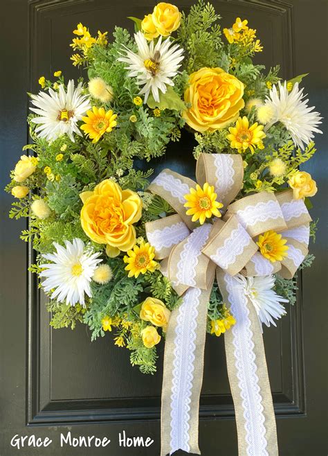 Yellow Floral Wreath Grace Monroe Home