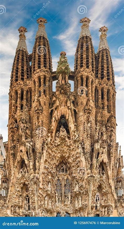 Nativity Facade Of The Sagrada Familia Barcelona Catalonia Sp
