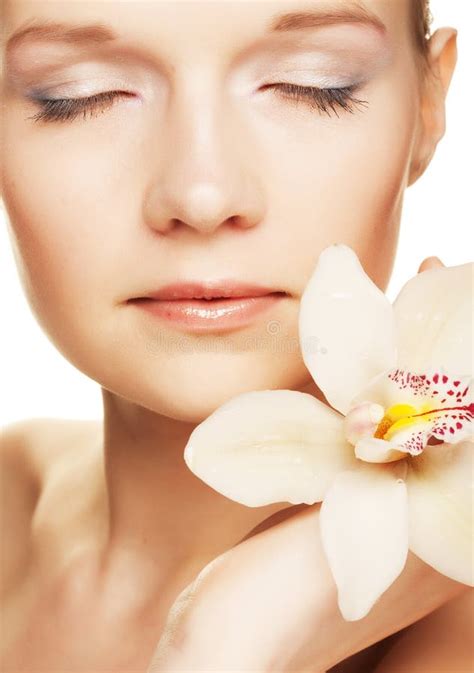 Girl Holding Orchid Flower Stock Photo Image Of Beautiful 11095834