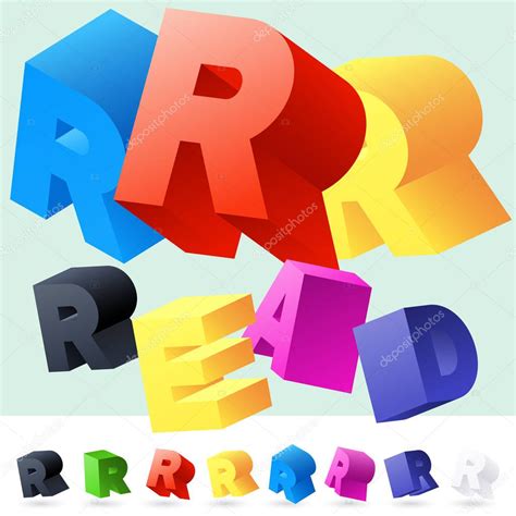 Letras 3d Coloridas Para Imprimir Vector 3d Font Letras Coloridas