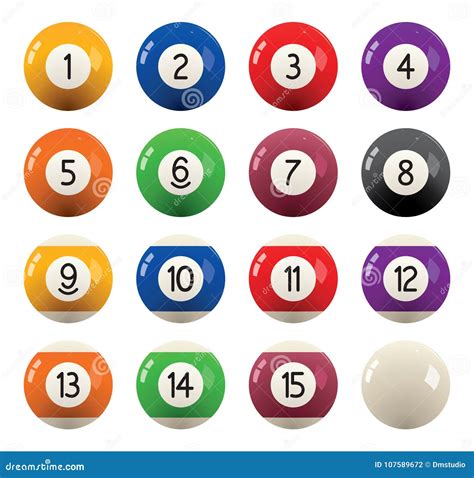 Collection Of Billiard Pool Balls With Numbers Vector Stock Vector