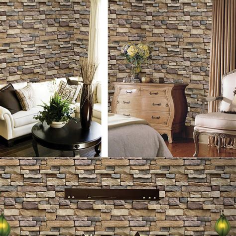 Amonercvita 177×394 Modern Faux Brick Stone Wallpaper Stone Peel And