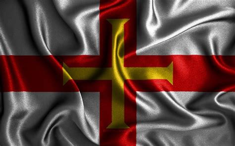 Download Wallpapers Guernsey Flag 4k Silk Wavy Flags European