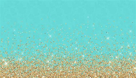 Sparkling Gold Glitter Confetti On Aqua Teal Damask