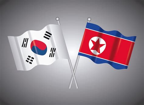Premium Vector North Korea And South Korea Flags