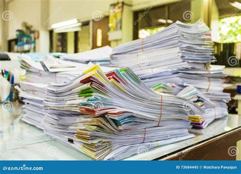 Pile Of Documents On Desk Stock Image Image Of Background 73684445