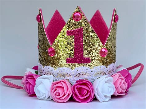1st Birthday Crown First Birthday Crown Girl Birthday Party Etsy