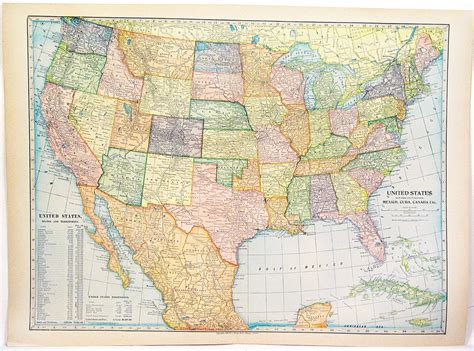 Original 1899 Color Atlas Map Of The United States By J Etsy