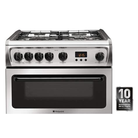 Hotpoint Hag60x 60cm Double Oven Gas Cooker Stainless Steel
