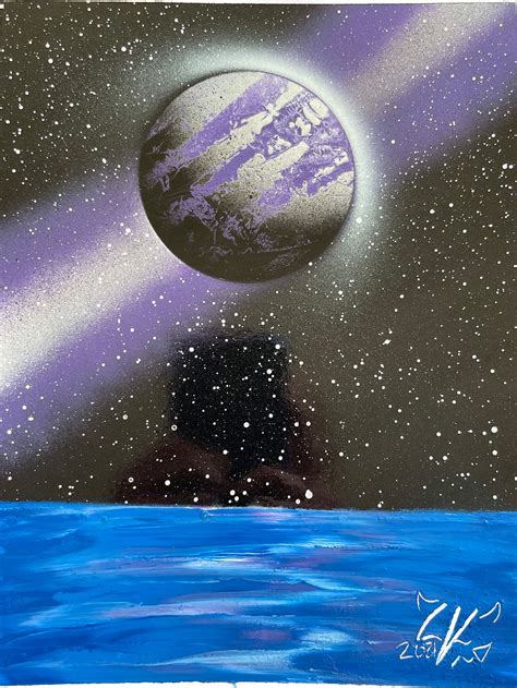 Purple Moon Over Water Etsy