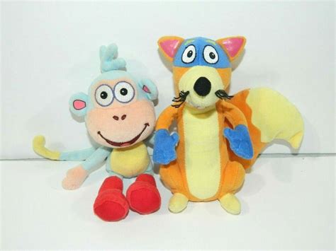 Dora The Explorer Ty Beanie Baby Swiper Fox And Boots Monkey 7 Plush